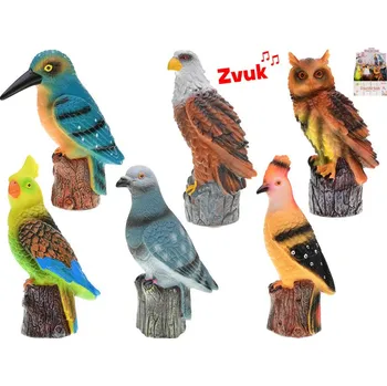 Figurka Pták 17-20cm na baterie se zvukem 6druhů