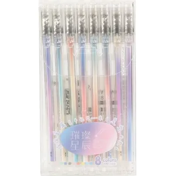 Gelová glitrová pera 8 mm, sada 8 ks