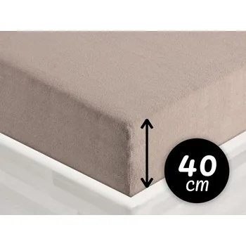 Prostěradlo Froté napínací prostěradlo na extra vysokou matraci FR-027 Šedohnědé 180 x 200 - výška 40 cm