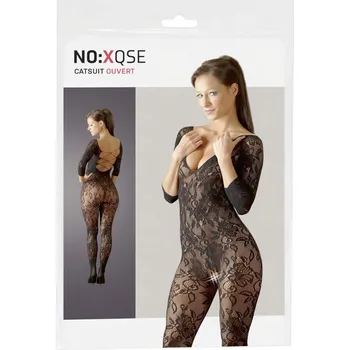 NO:XQSE - Květinové catsuit - černé (S-L)