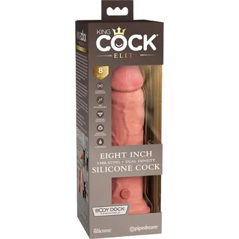 Vibrátor King Cock Elite 8 - přísavkový vibrátor (20 cm) - přírodní