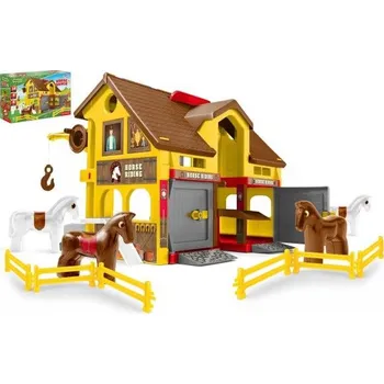 Figurka Play House - Ranč s koňmi plast + kůň 4ks v krabici 59x39x15cm