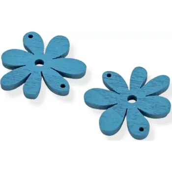 Dřevěné květy tyrkysové - 10 ks