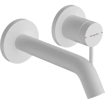 Vodovodní baterie Hansgrohe Tecturis S páková umyvadlová baterie pod omítku, montáž na stěnu EcoSmart+ s výtokem 16,5 cm, matná bílá 73350700