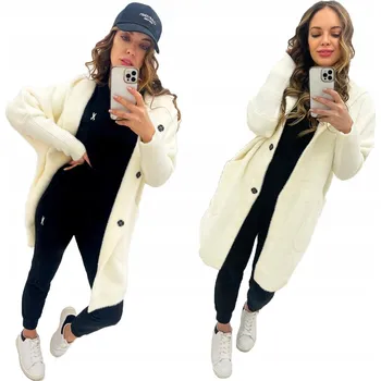 Dámský kabát Soprato dámský bílý kabát oversize s kapucí alpaka s kapucí 990 dlouhý přechodový kabát univerzální velikost