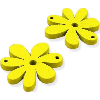Dřevěné květy žluté - 10 ks