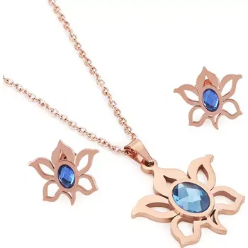 Souprava šperků Sada šperků z oceli sluníčko s krystalem Růžový