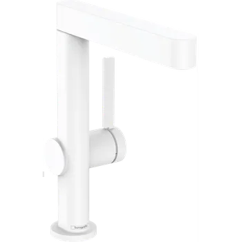 Vodovodní baterie Hansgrohe Finoris Páková umyvadlová baterie 230 s otočným výtokem a odtokovou soupravou Push-Open, matná bílá 76060700