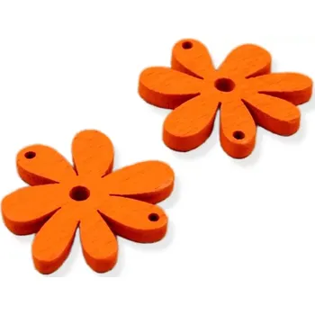 Dřevěné květy oranžové - 50 ks