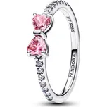 Prsten PANDORA Třpytivá růžová mašlička 56 193510C01-56