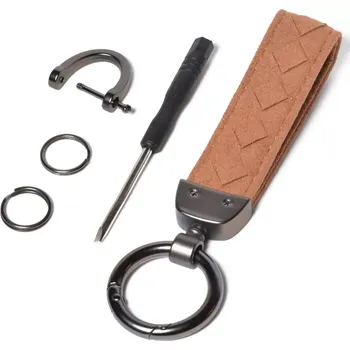 Dárkový set Klíčenka + kroužky a karabiny - Světle hnědá