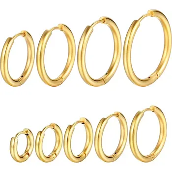 Náušnice Kruhová náušnice z chirurgické oceli Kroužek Zlatý - Průměr 23 mm