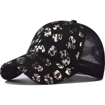 Kšiltovka Dámská bavlněná kšiltovka na culík Levhart Černý-zlatý