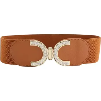 Opasek Dámský elastický pásek s krystaly Smaida Hnědý