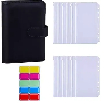 Diář Pořadač diář s kroužky 10 fóliemi - barevnými štítky A6 Černý