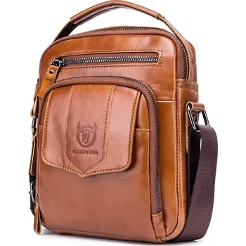 Bullcaptain pánská kožená messenger taška Urbain Khaki