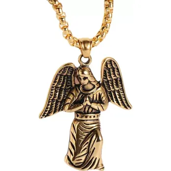 Náhrdelník Ocelový přívěsek Anděl Anahita Zlatý - Model BEZ ŘETÍZKU (pouze přívěsek)