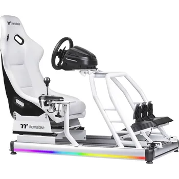 Herní židle Thermaltake GR500 Snow Racing Simulator Cockpit závodní sedadlo bílá