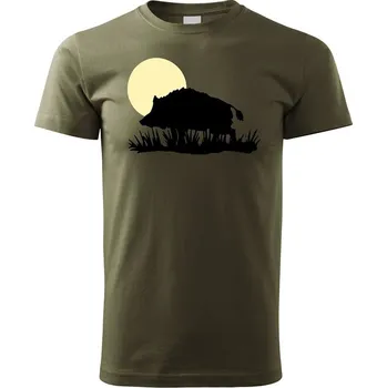 Pánské tričko Myslivecké tričko divočák v měsíci Velikost: XL