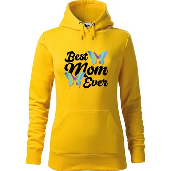 Dámská mikina DOBRÝ TRIKO Dámská mikina s potiskem Best mom motýlci Velikost dámské mikiny: L, Barva: Žlutá