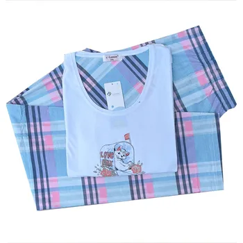 Dámské pyžamo C-Lemon Dámské bavlněné pyžamo s dlouhým rukávem. Love box Barva: Světle modrá, Velikost: L