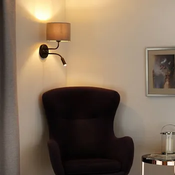 Lampička Duolla Nástěnné svítidlo na kolečkách, sametové, černé/béžové, světlo na čtení černá, béžová 1 x 15 W E27 + 1 x 6 W G9 - Doprava zdarma