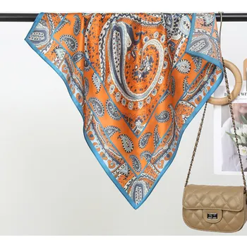 Šátek Hedvábný šátek oranžovo-modrý 64x64 cm v dárkovém balení, HEDVÁBNÝ SVĚT