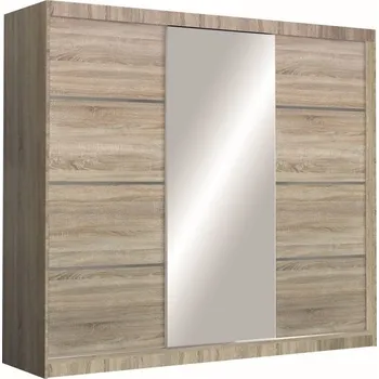 Šatní skříň Skříň posuvné dveře VISTA 250×215 dub sonoma/zrcadlo