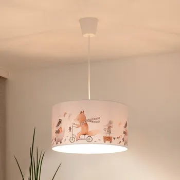 Duolla Závěsné světlo Ferdi Kids, textil, bílé, barevné bílá, barevná 1 x 15 W LED - Doprava zdarma