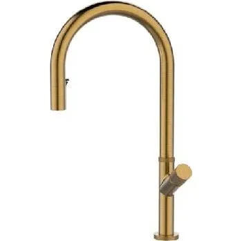 Vodovodní baterie Alveus Swan - Dřezová baterie s výsuvnou sprškou, brushed bronze 1150779