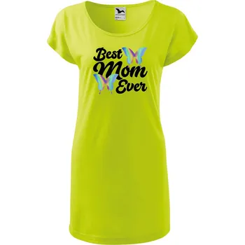 Dámské oblečení DOBRÝ TRIKO Dámské tričko/šaty Best mom motýlci Velikost: S, Barva: Limetková