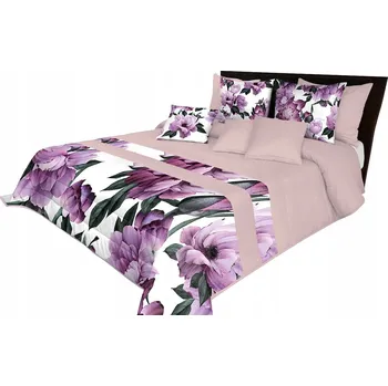 Prostěradlo Přehoz polyester 260 cm x 240 cm bílý, odstíny fialové