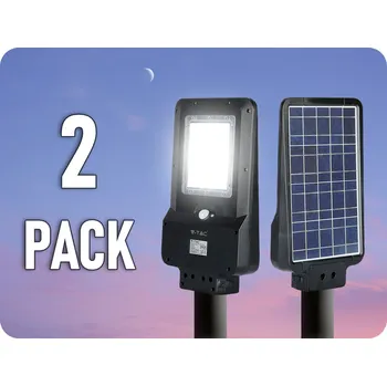 LED solární pouliční svítidlo 15W, 1600lm, IP65/ 2-PACK! Studená bílá