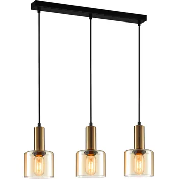 ITALUX PND-65342-3-BRO+AMB Santia závěsné svítidlo 3xE27 černá, měděná, jantarová