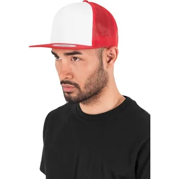 Kšiltovka Čepice kšiltovka Snapback, FLEXFIT Yupoong Trucker, šíťkovaná, bílo-červená