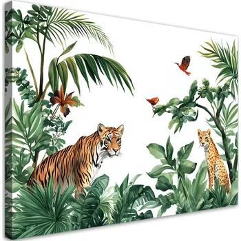 Obraz Dětské obrazy, Palmy Tygr Zvířata Afrika 90x60