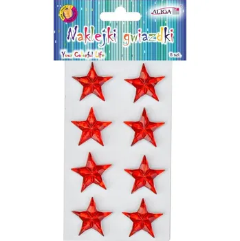 Umělecký papír Samolepky NK-1699 s červenými hvězdami prostorové 8 ks