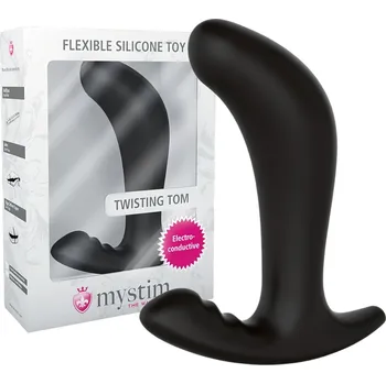 Dildo mystim Twisting Tom - elektro anální dildo (černé)