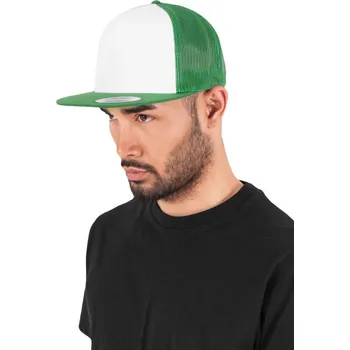 Kšiltovka Čepice kšiltovka Snapback, FLEXFIT Yupoong Trucker, šíťkovaná, bílo-zelená
