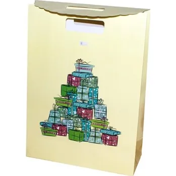 Dárková taška Dárkový sáček - taška,uzavírání na suchý zip, 340x290x120 mm,žlutý,motiv dárky