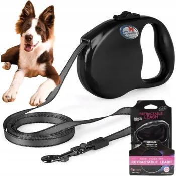 Vodítko pro psa VODÍTKO PRO PSA do 25 kg s automatickou DOGNESS FASHION páskou 4 m černá vel. M