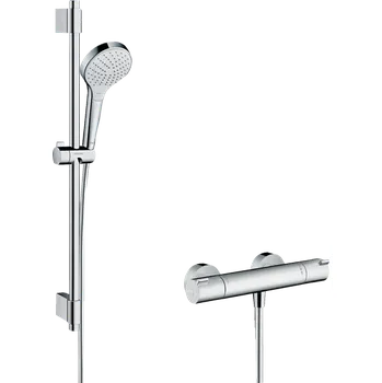 Sprchový set Hansgrohe Croma Select S Sprchový systém na stěnu Vario s termostatem Ecostat 1001 CL a sprchovou tyčí 72 cm, bílá/chrom 27833400
