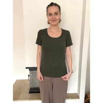 Dámské tričko Dámské merino tričko MoniLu kr. rukáv – khaki Velikost: XL - 42/44