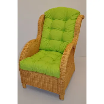 Nábytek PEGAS Ratanové křeslo Ear medové polstr světle zelený melír