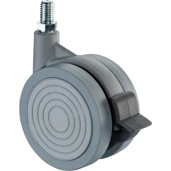 Kolečko Dvojité plastové kolečko s brzdou - závitový čep MI-F341.076