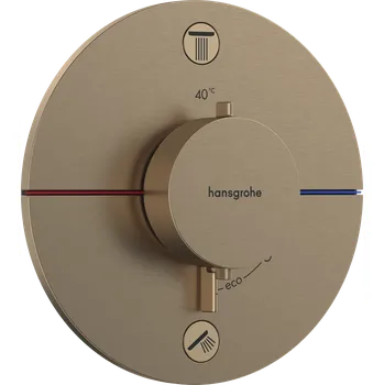 Vodovodní baterie Hansgrohe ShowerSelect Comfort S Termostat pod omítku pro 2 spotřebiče, kartáčovaný bronz 15554140