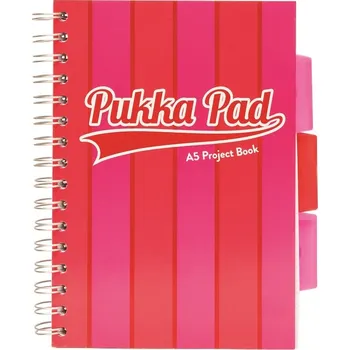 Blok Pukka Pad projektový blok Pukka Stripe A5, 200 stran, linky 8 mm, růžový, linkovaný