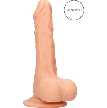 Dildo RealRock Dong 10 - realistický dildo s varlaty (25 cm) - přírodní