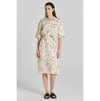 Dámské šaty ŠATY GANT REL PALM PRINT LINEN SHIRT DRESS DRY SAND