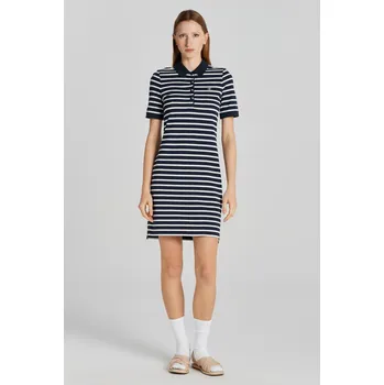 Dámské šaty ŠATY GANT STRIPED SHIELD SS PIQUE POLO DRESS EVENING BLUE